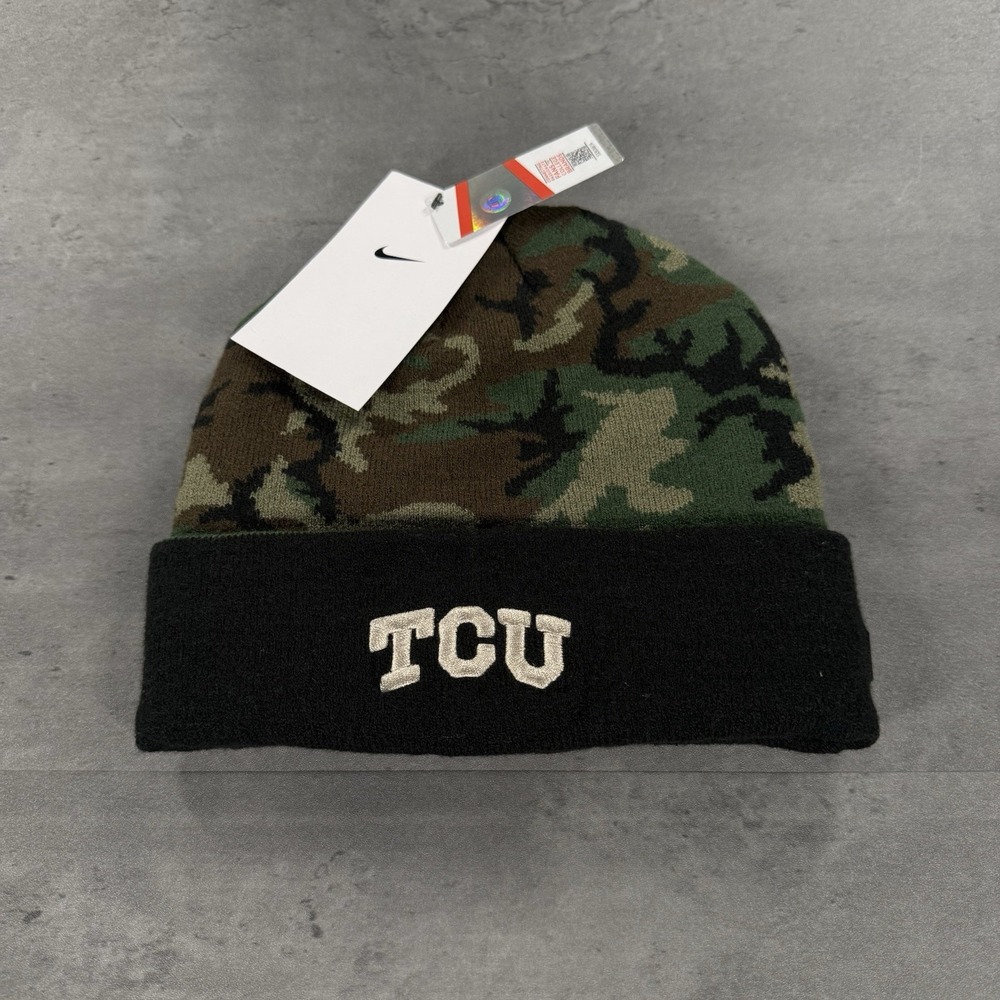 Nike TCU Horned Frogs Beanie Hat Black Camo On‎ Field Team Player Issue